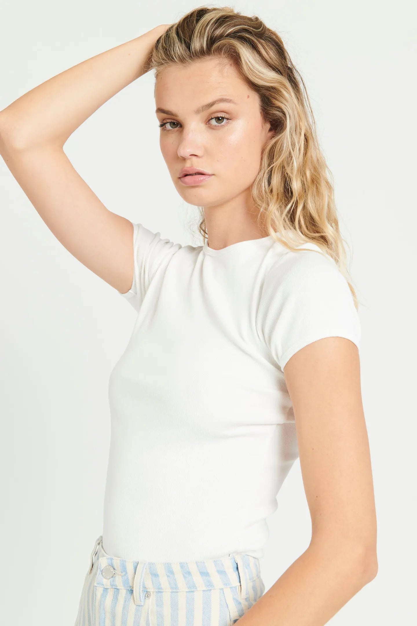 White Baby Rib Tee