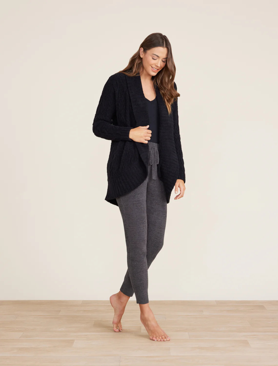 Black Cable Shawl Cardi