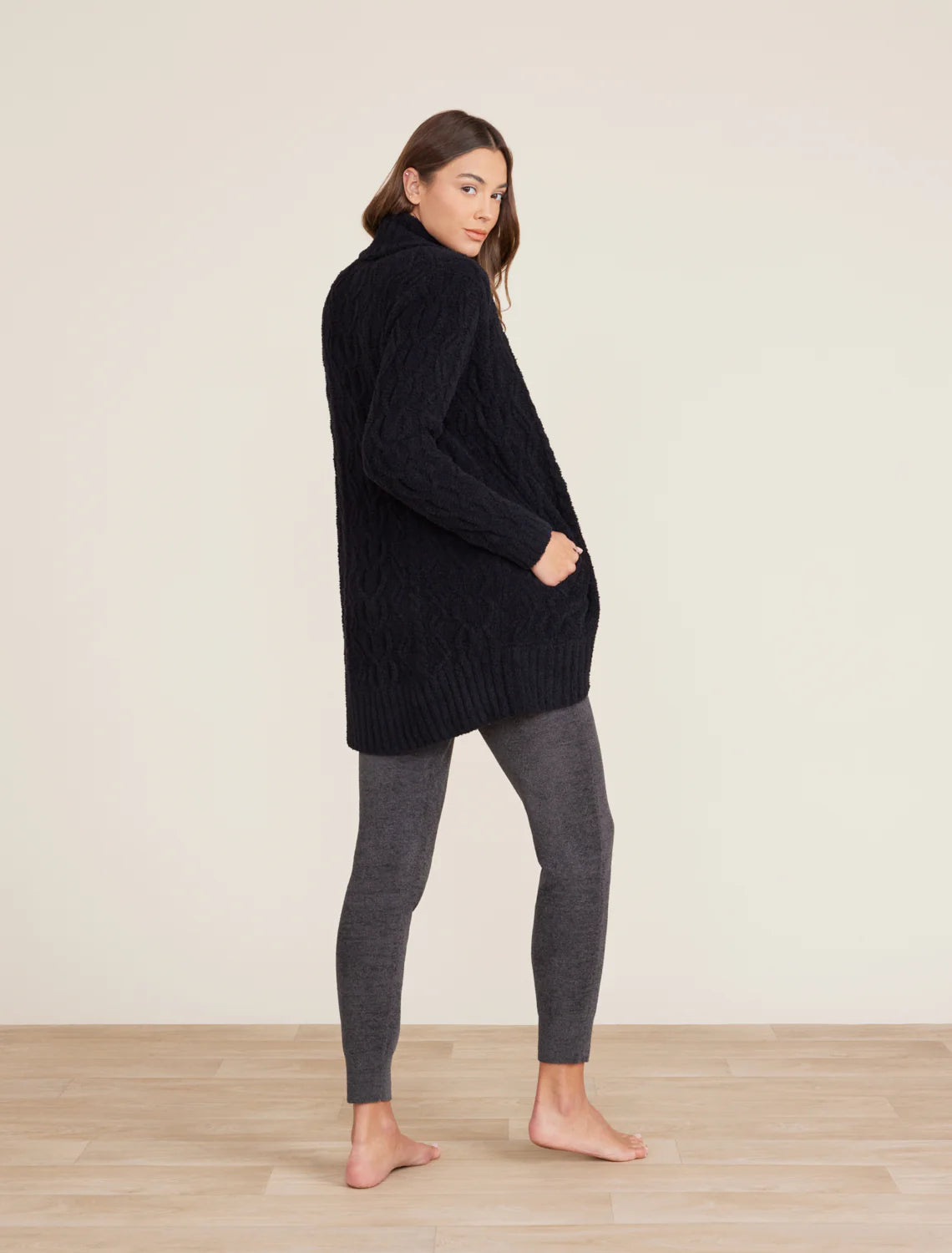 Black Cable Shawl Cardi