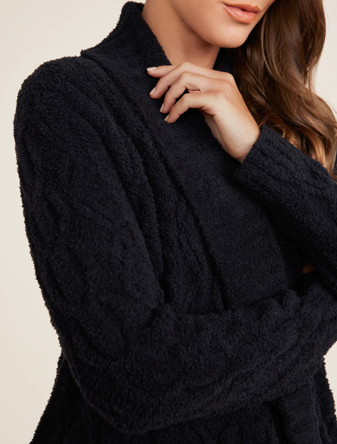 Black Cable Shawl Cardi