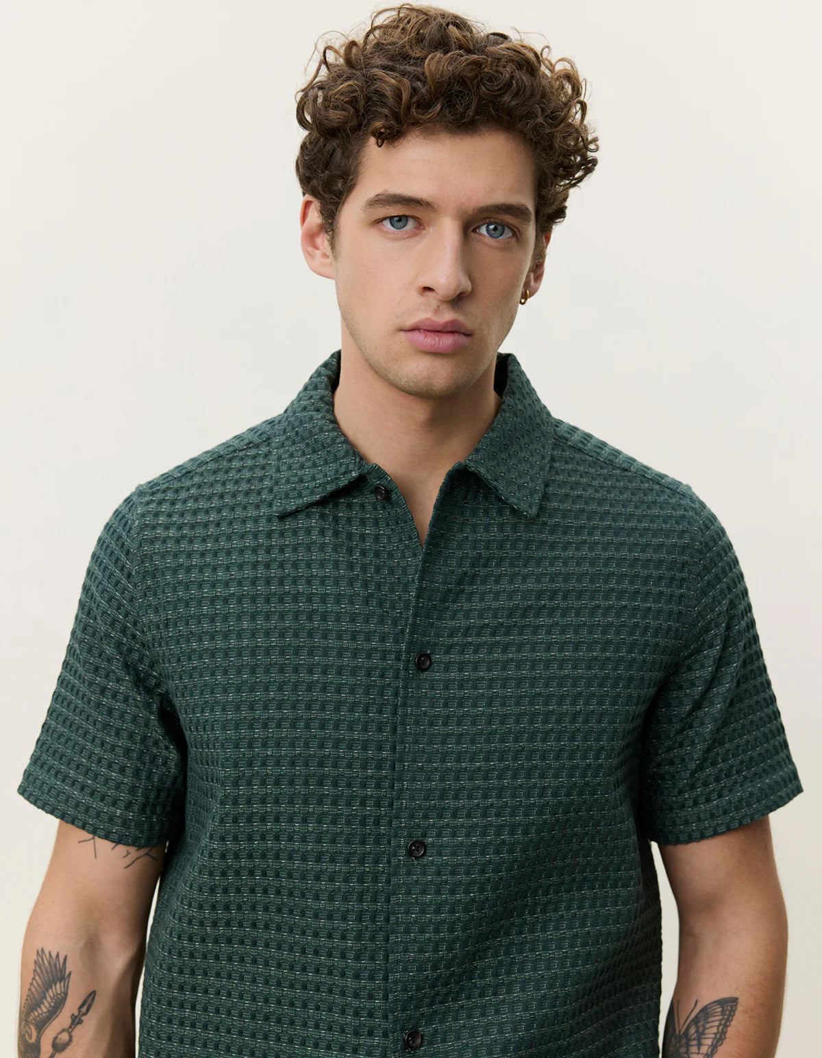 Pine Green Seersucker SS Shirt
