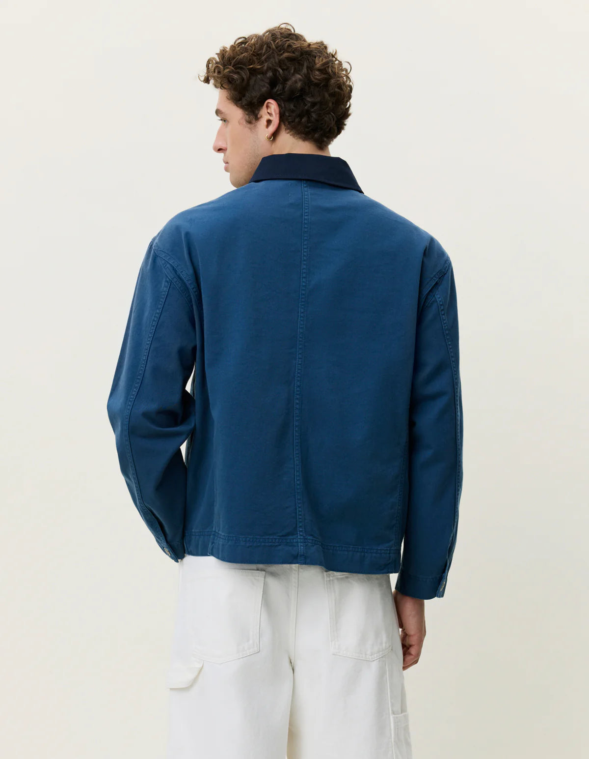 Dark Denim Blue Twill Zipper Jacket