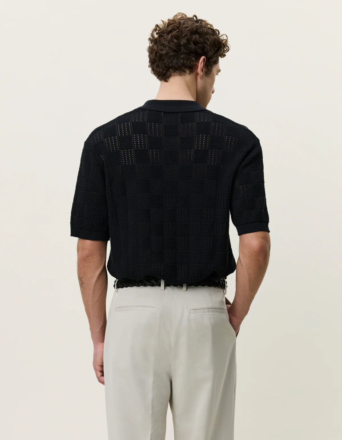 Black Squared Knitted SS Shirt