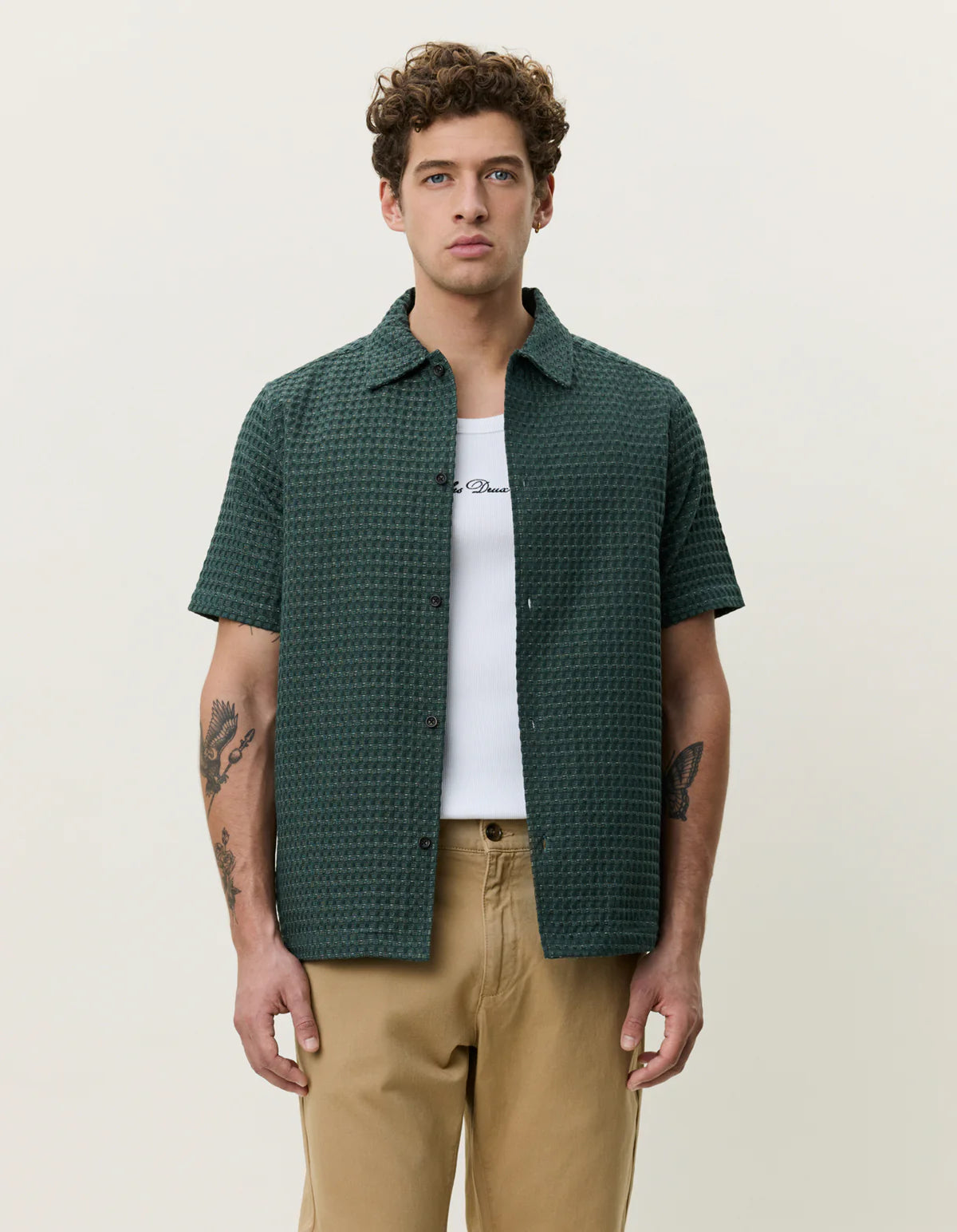 Pine Green Seersucker SS Shirt