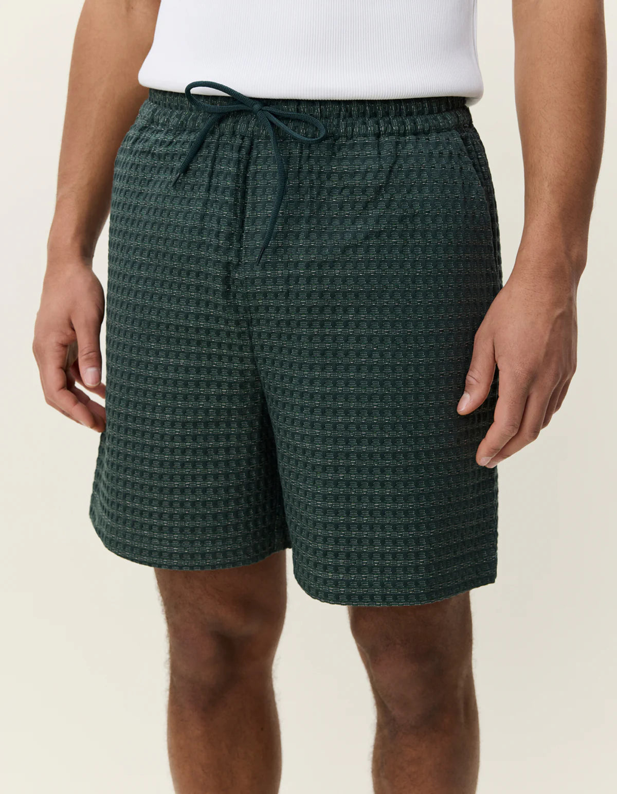 Pine Green Check Seersucker Shorts