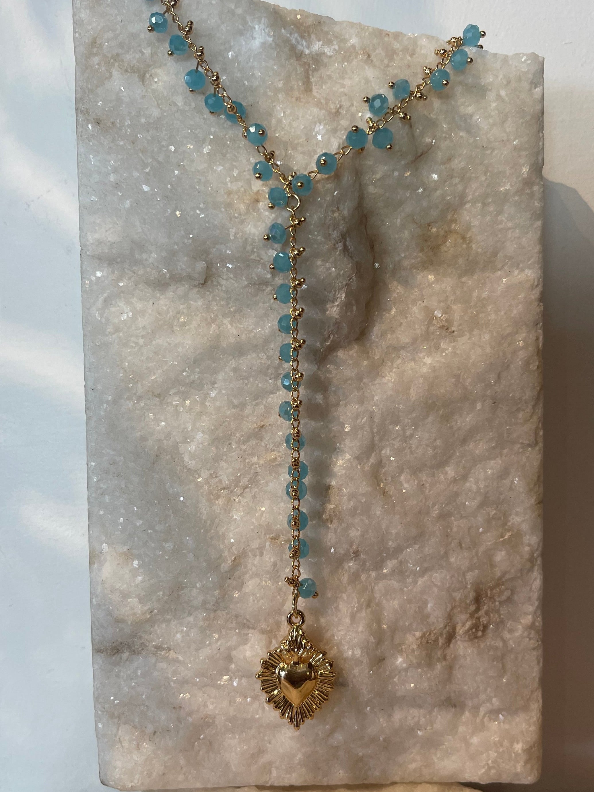 Blue La Reina Crystal Rosary