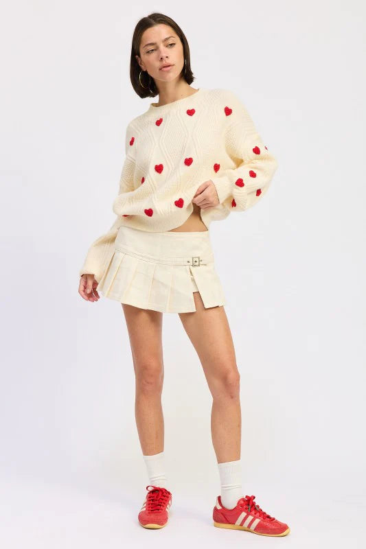 Heart Embroidered Sweater