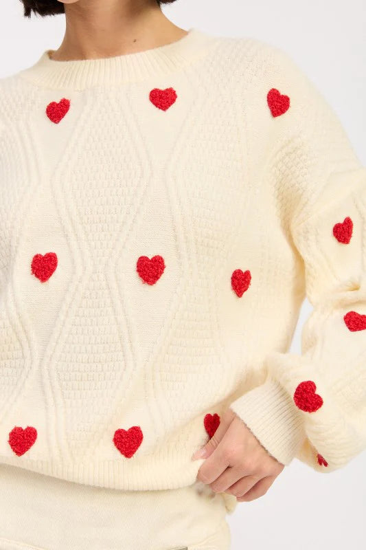 Heart Embroidered Sweater