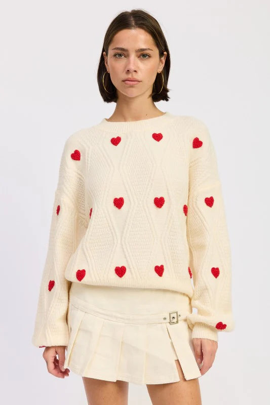 Heart Embroidered Sweater