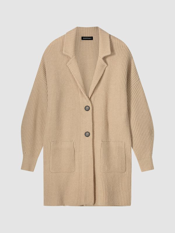 Camel Ribbed Cardigan