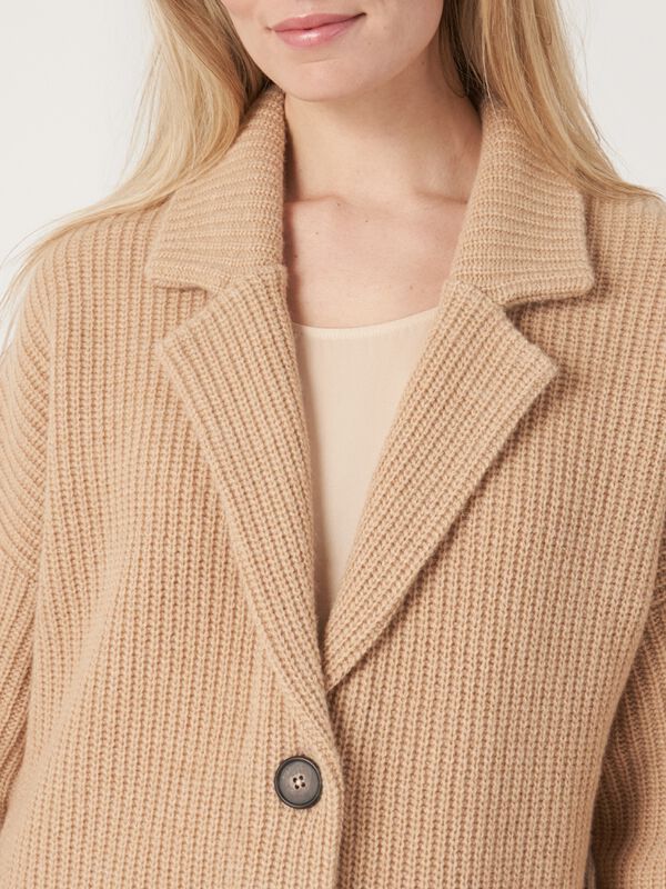 Camel Ribbed Cardigan