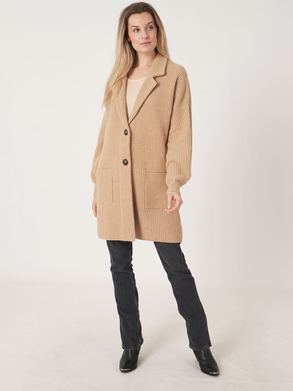 Camel Ribbed Cardigan