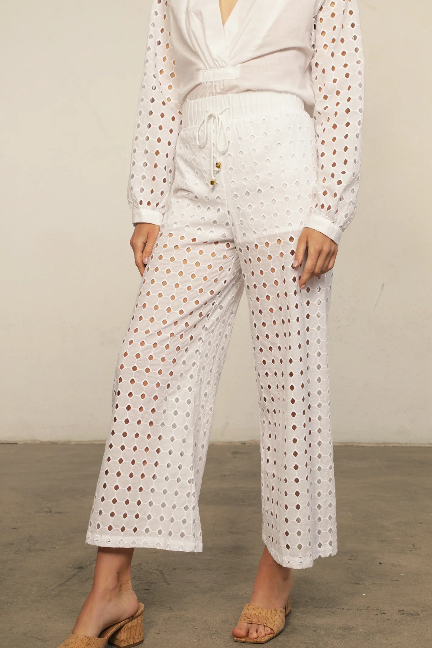 White Eyelet Costa Pant