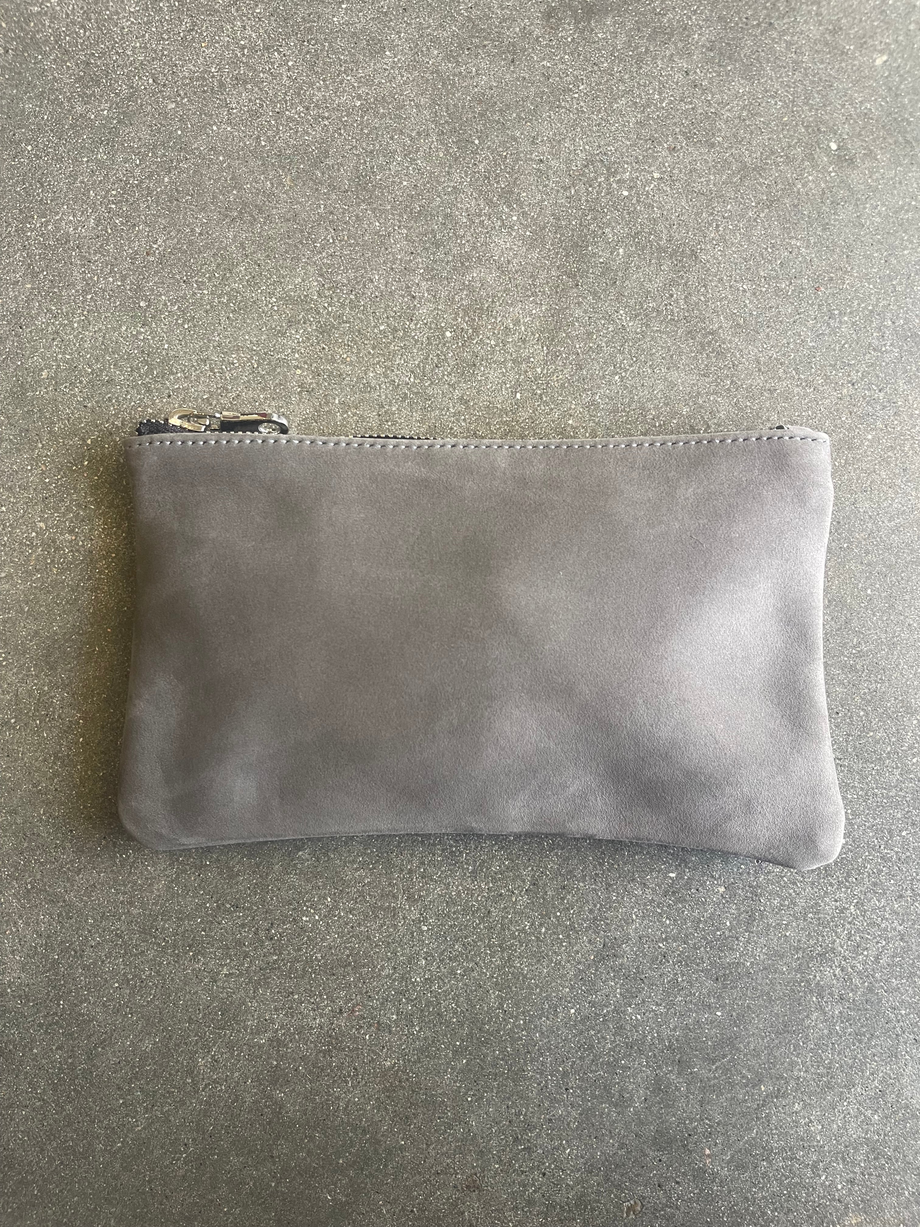 Grey Nubuck Phone Pouch