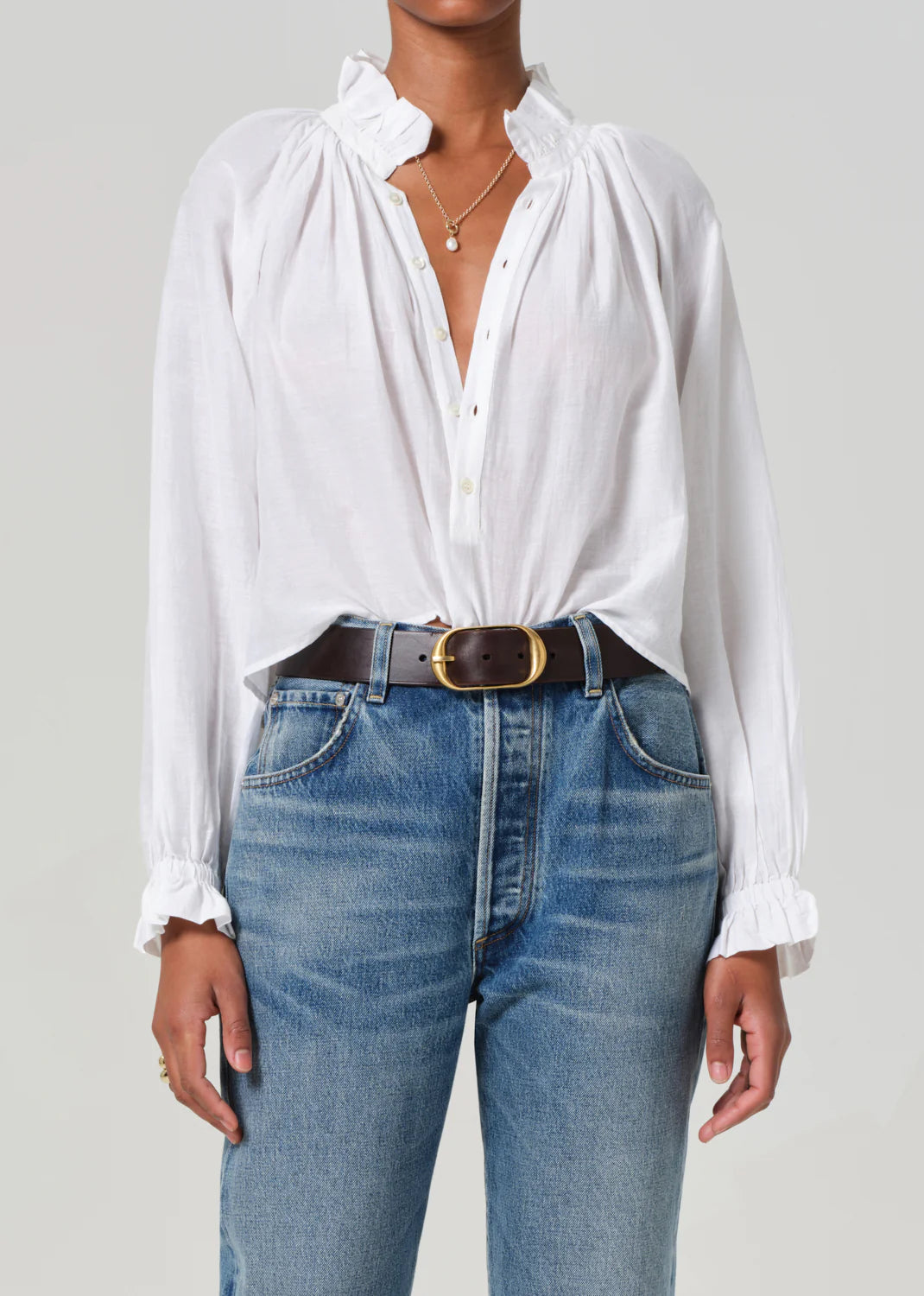 Loretta Ruffle Top - Optic White