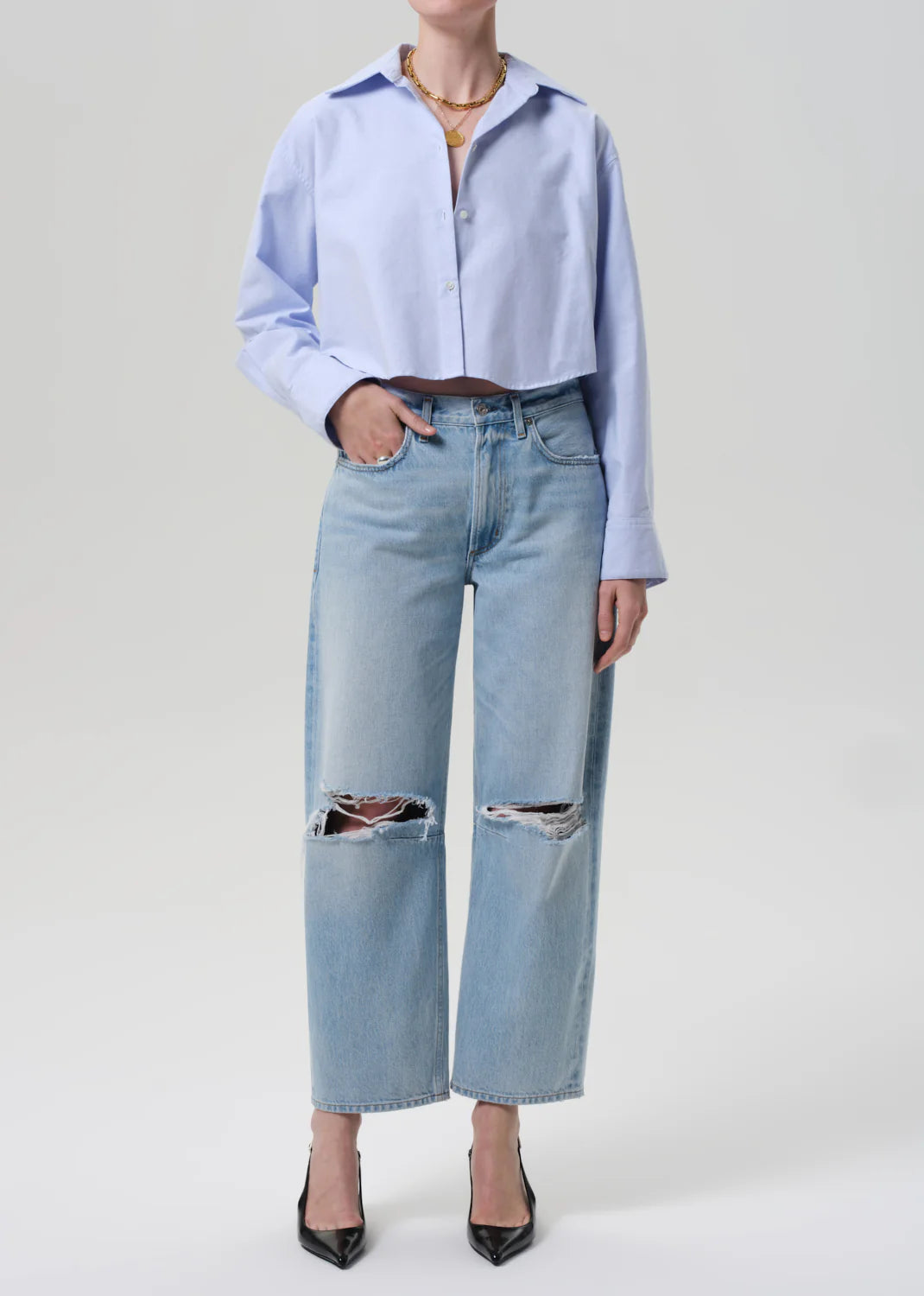 Blue Ana Cropped Shirt