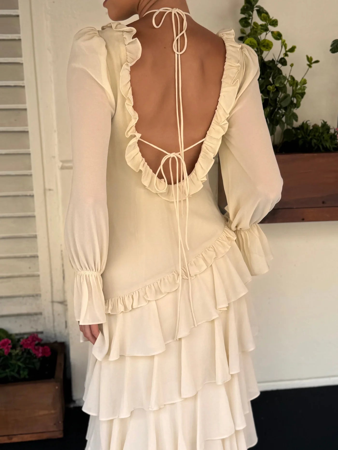 Cream ALB Ruffle Dress