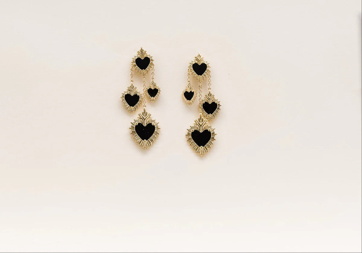 Black Corazon Chandelier Earrings