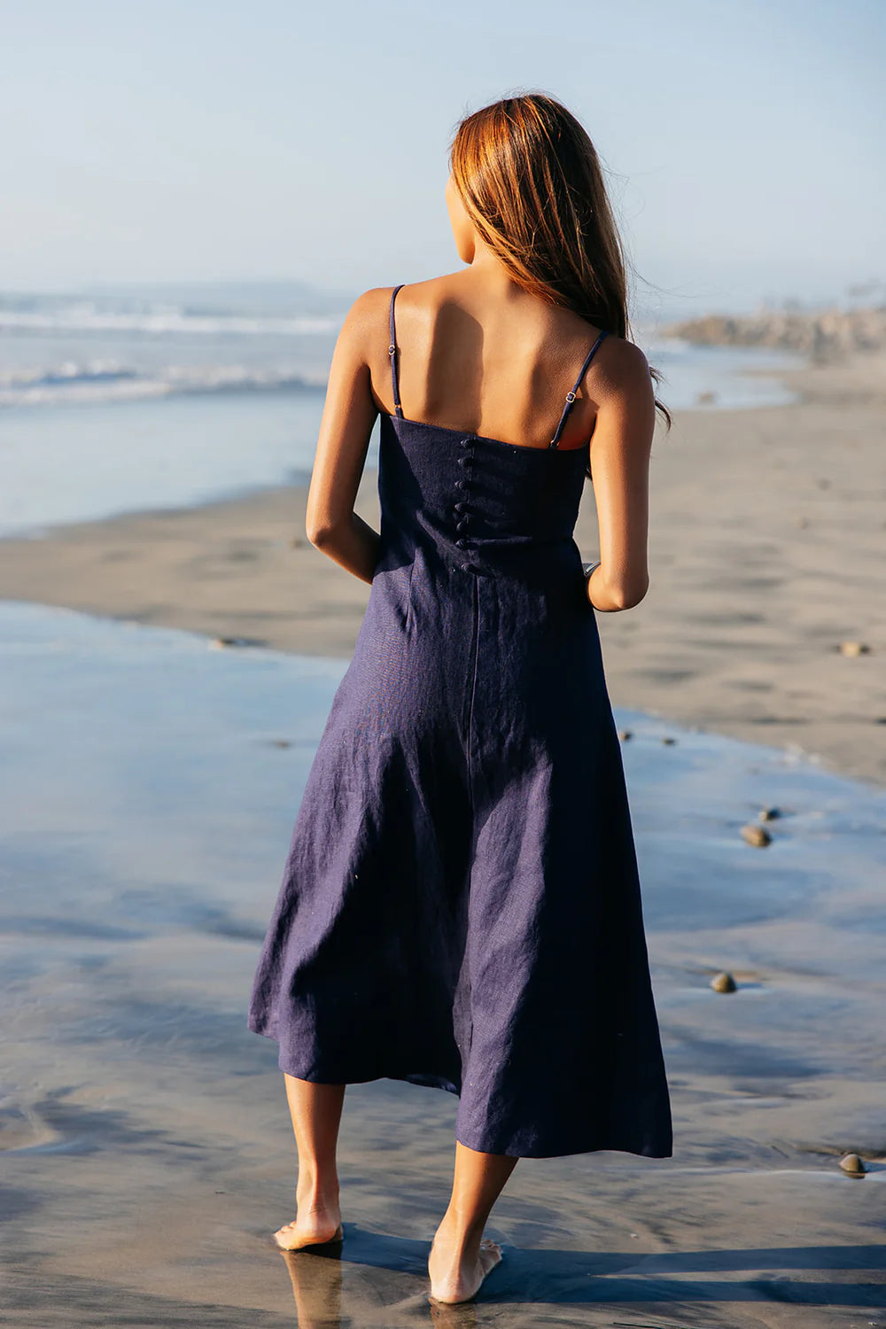 Navy Margot Linen Maxi Dress