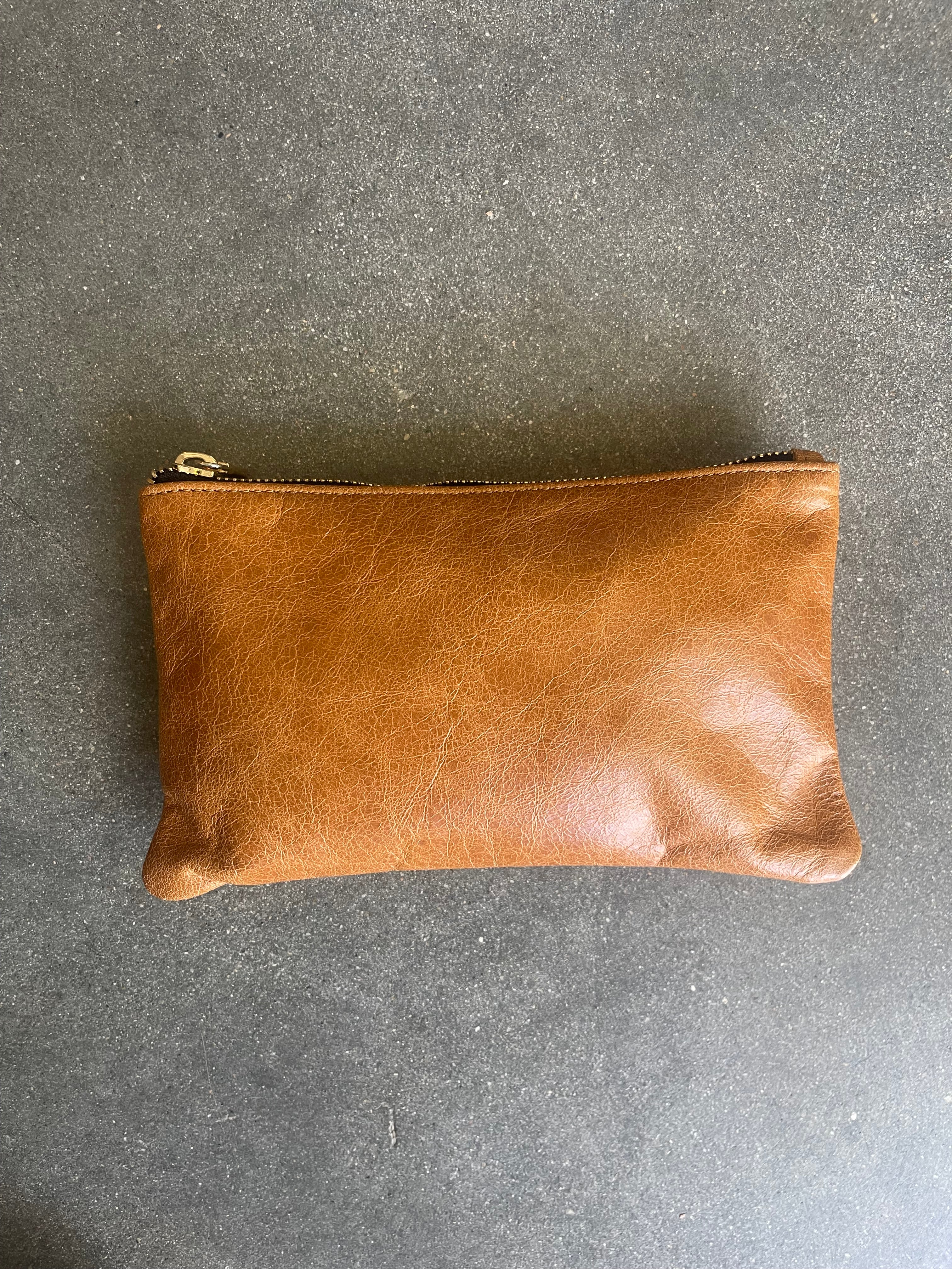 Cognac Distressed Phone Pouch