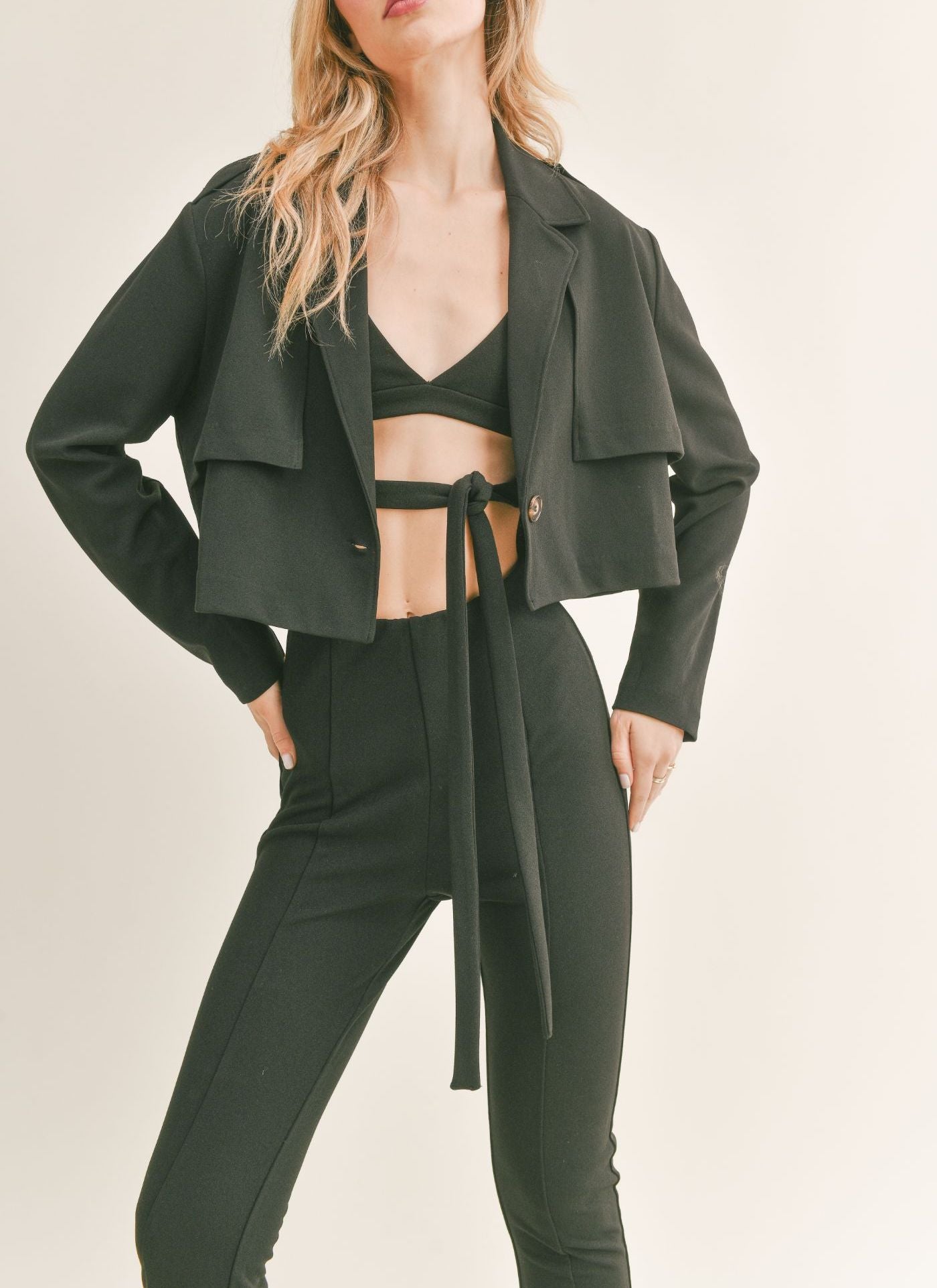 Black Evening Cocktail Cropped Trench