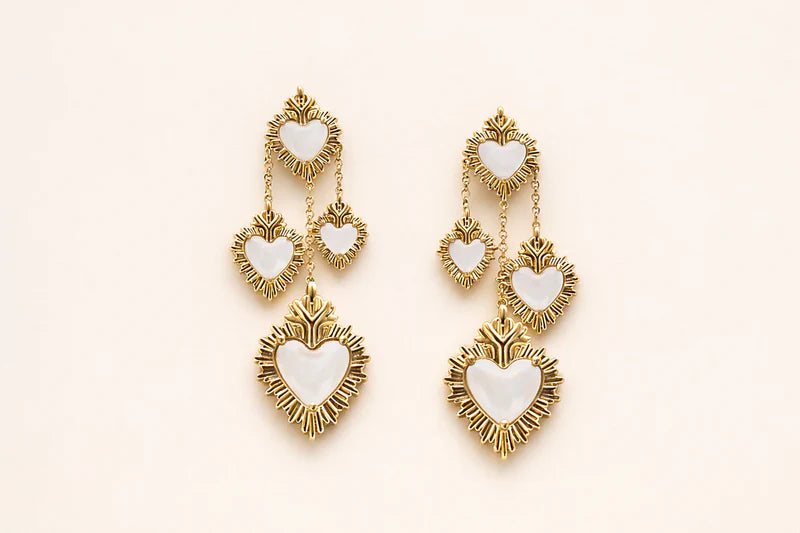 Pearl Corazon Chandelier Earrings