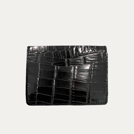 Black Croc Leather Card Holder