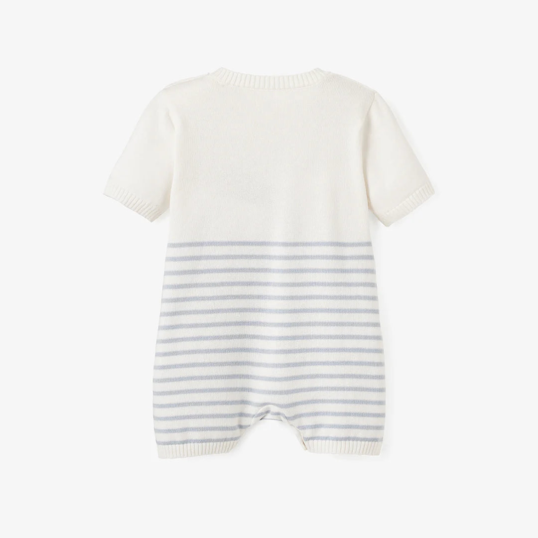 Whale Striped Knit Romper