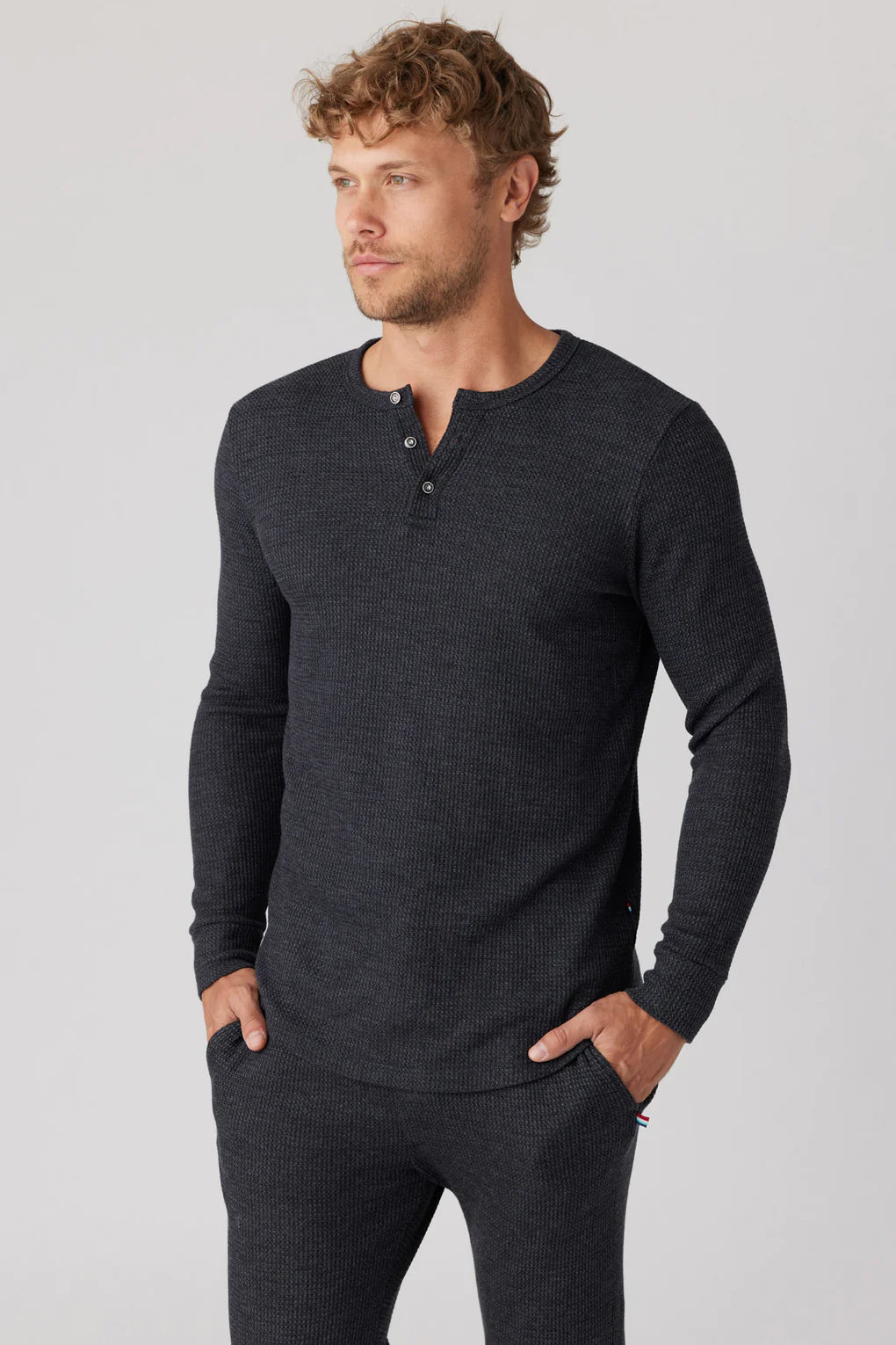 Buckle Black Thomas Thermal Henley - Men's T-Shirts in Olive Night