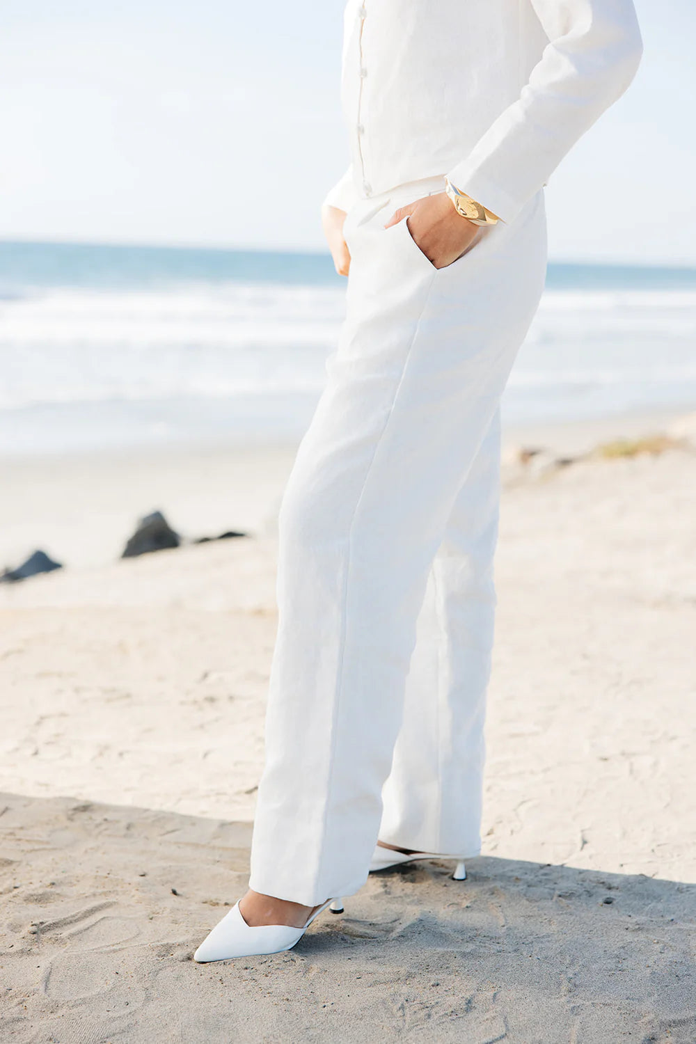 White Lauren Linen Pants