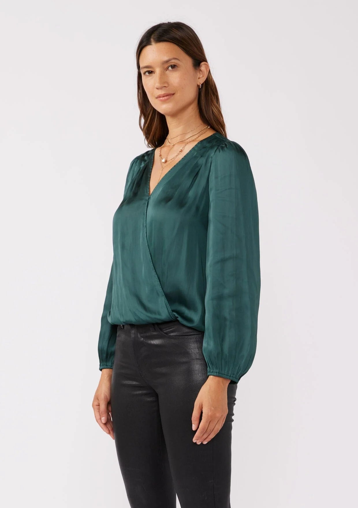 Teal Ramona Surplice Blouse