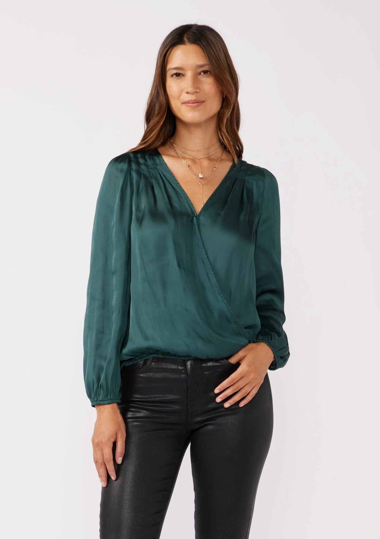 Teal Ramona Surplice Blouse