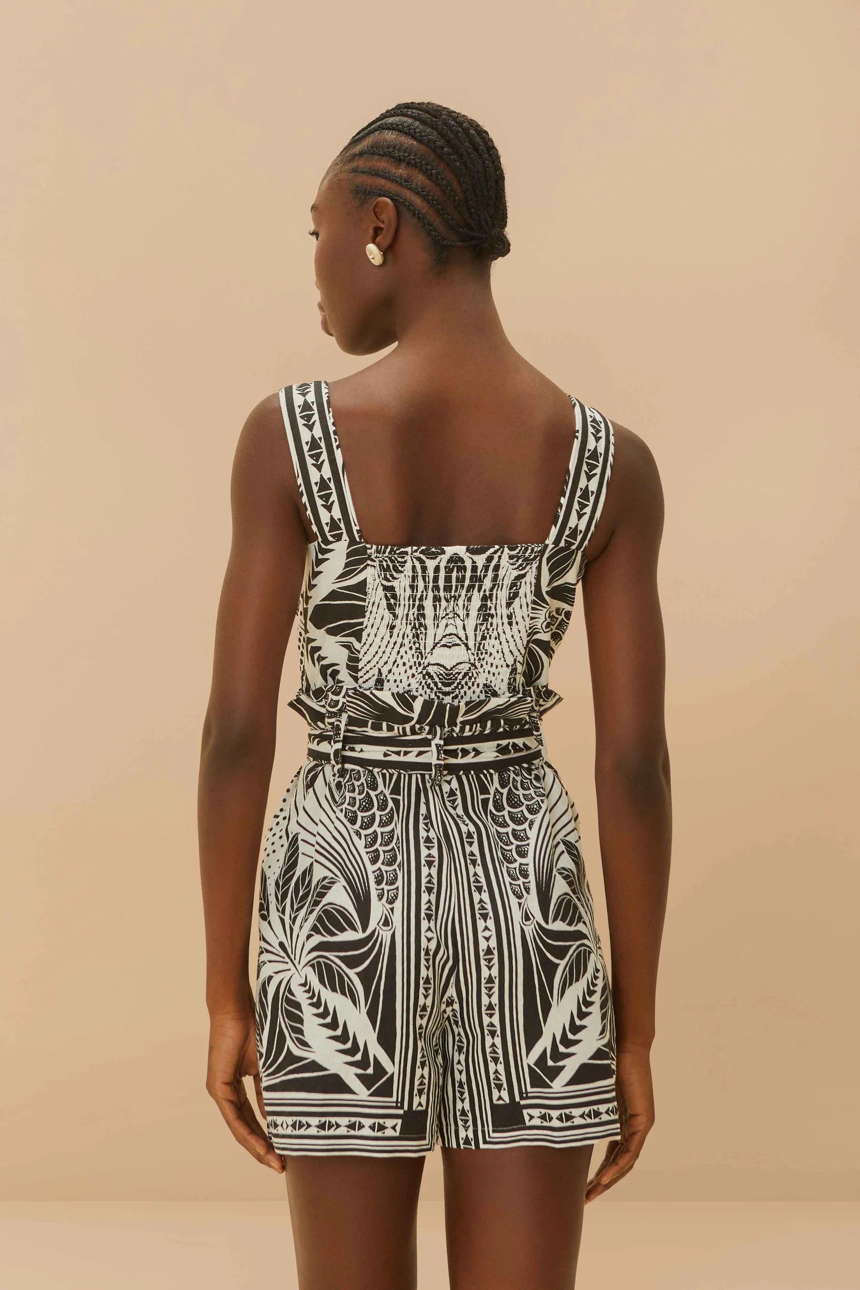 Monochrome Elegance Scarf Romper