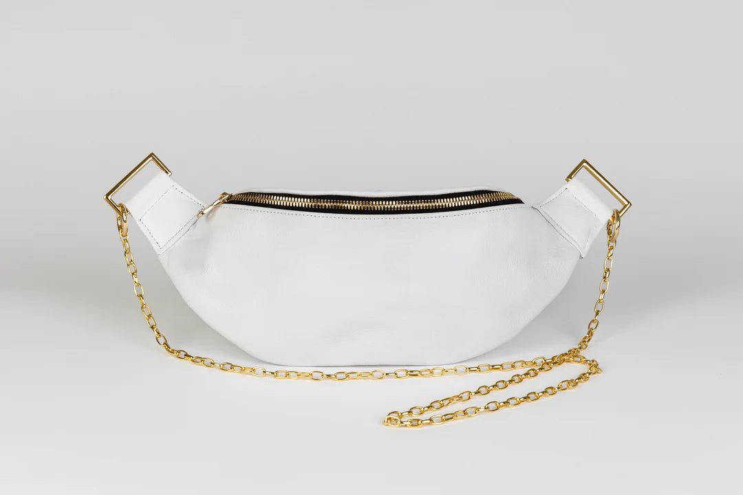 White Gold Hardware Fanny Pack