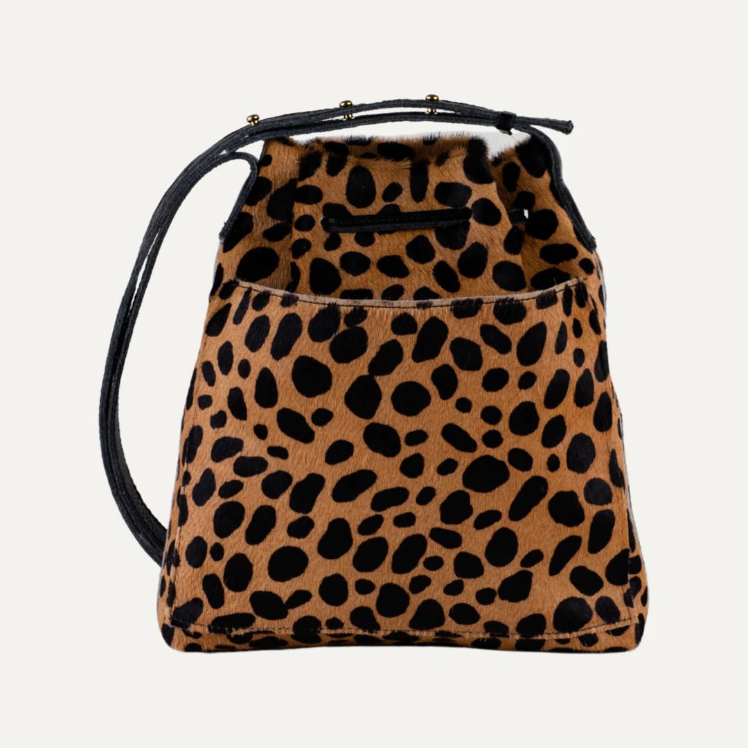 Black Brown Cheetah Mini Crossbody Tote