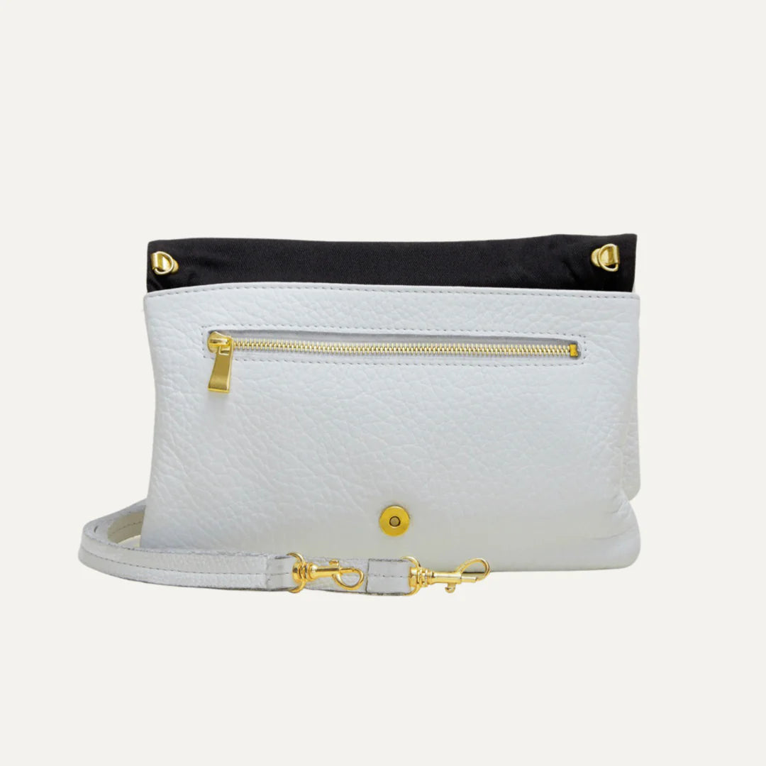 White Gold Metallic Stripe Belt Bag
