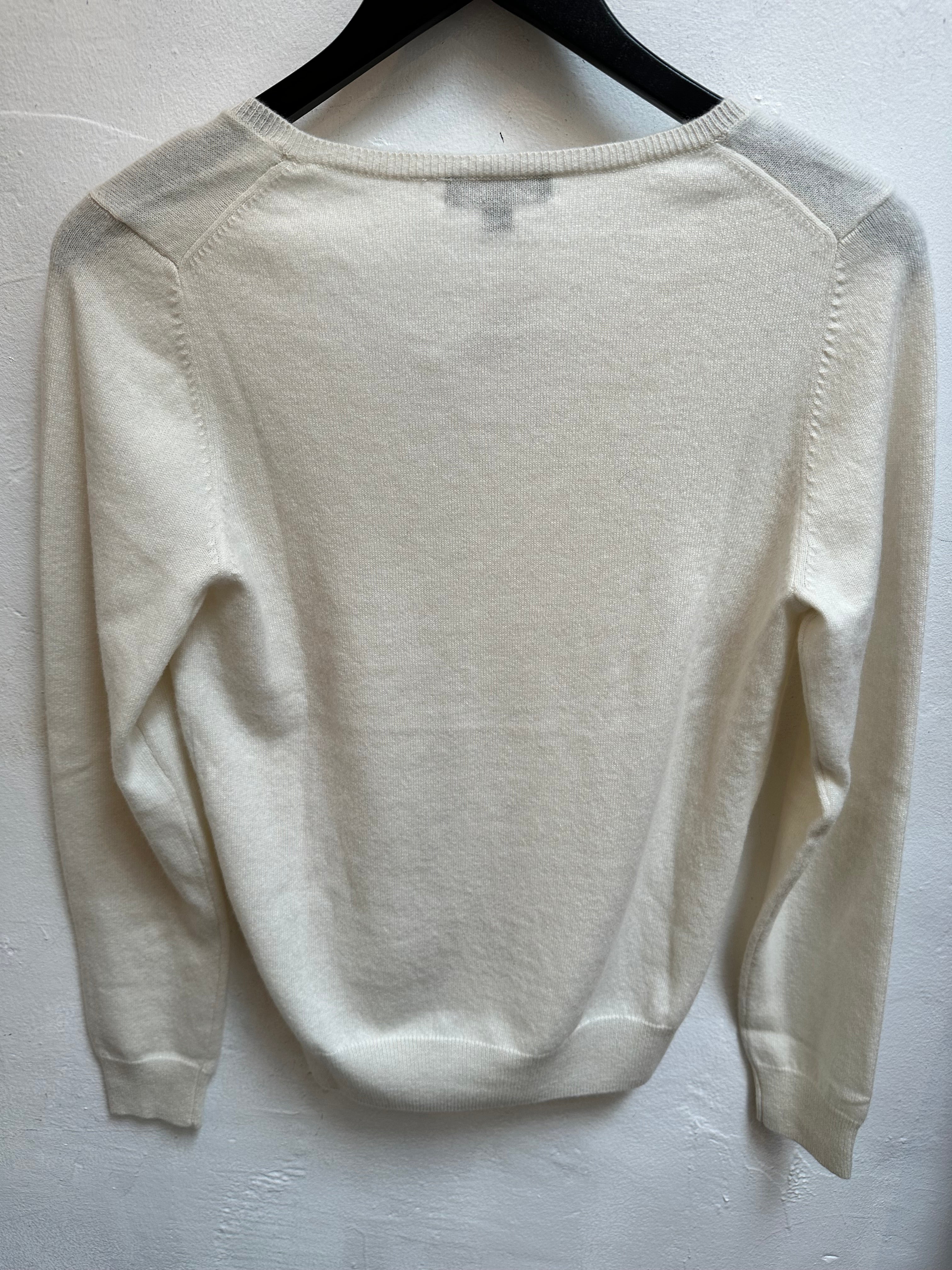 Cream Organic Cashmere V-Neck Jumper