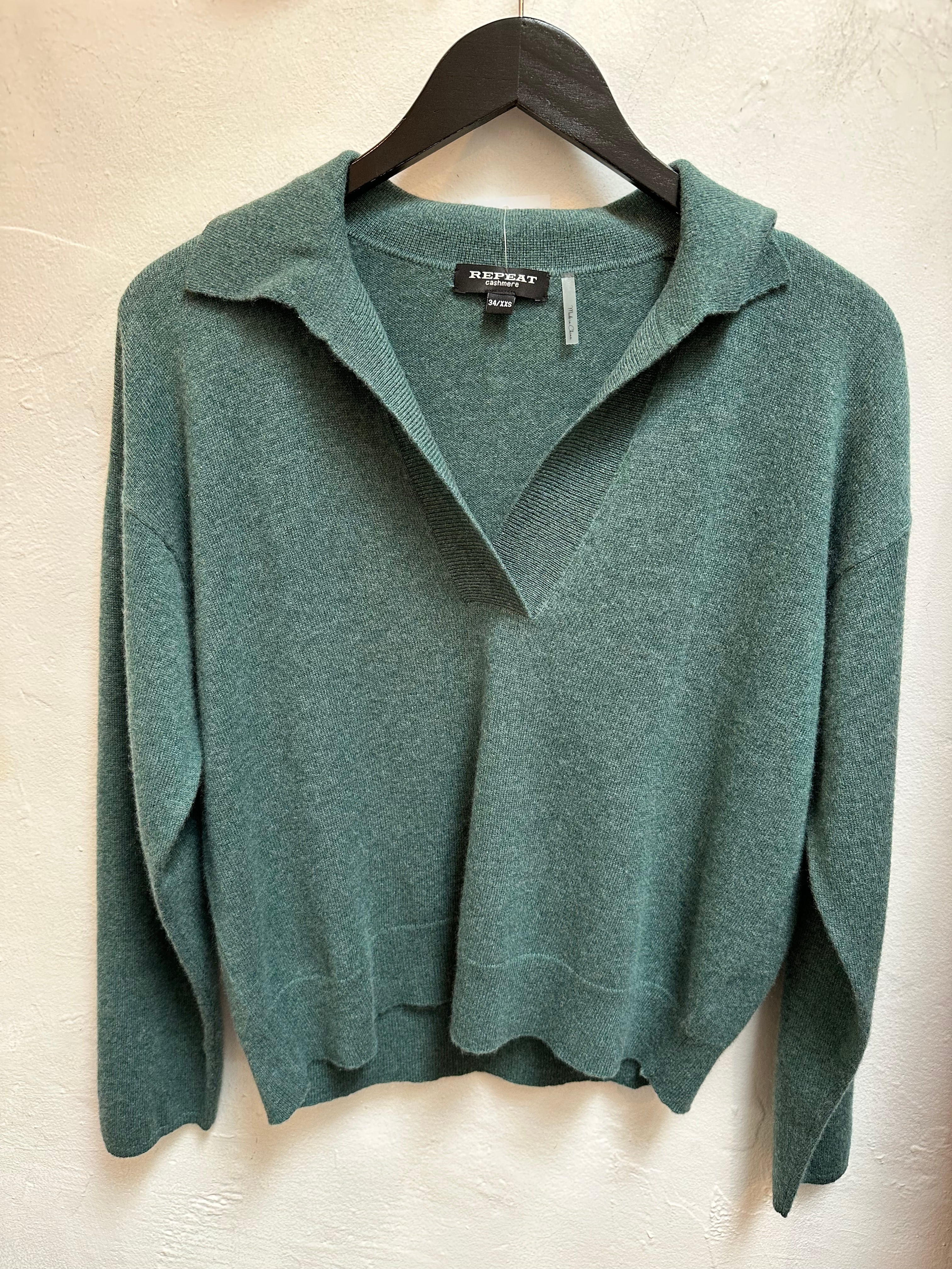 Kelp Organic Cashmere Collared Sweater