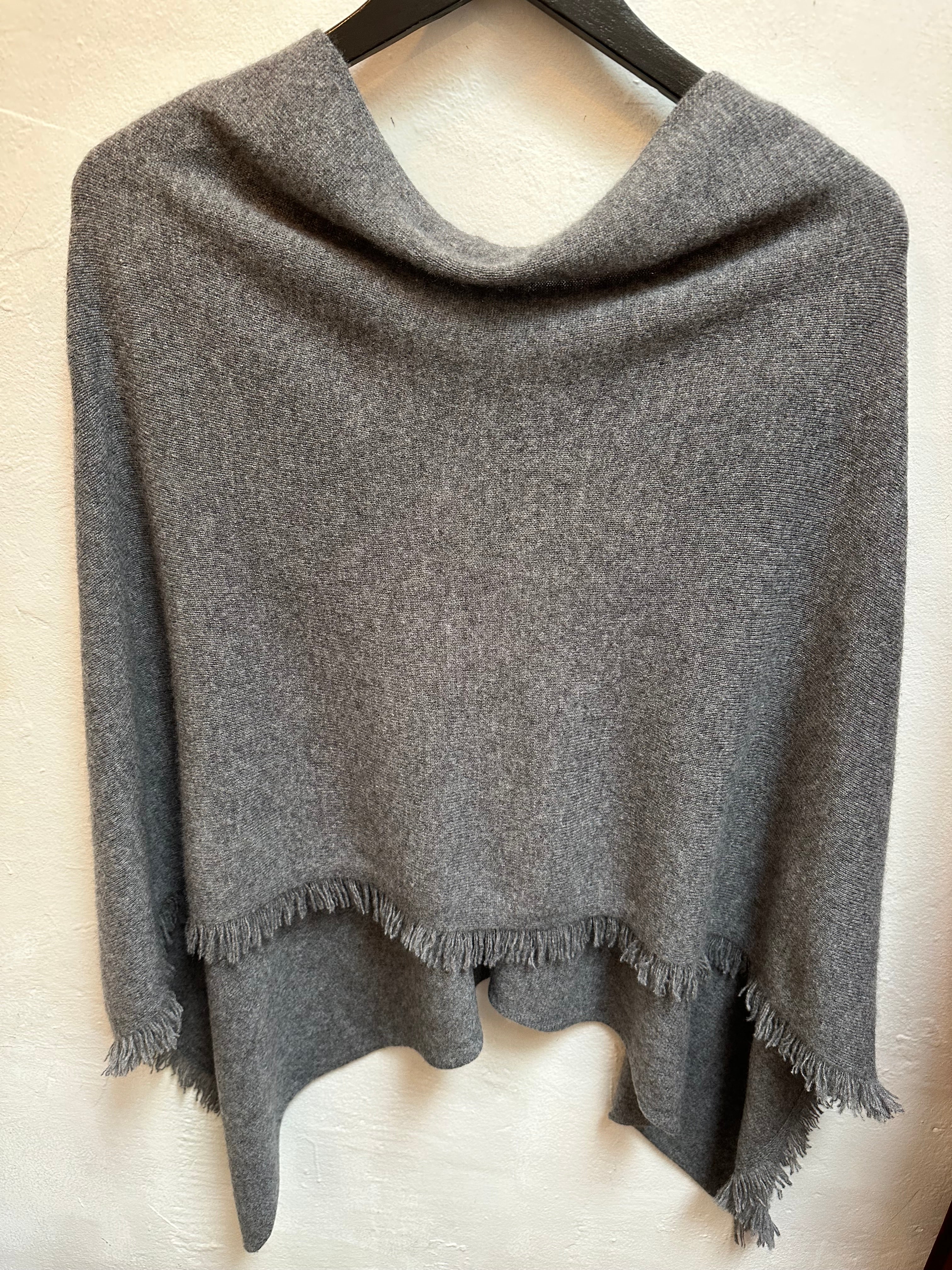 Medium Grey Cashmere Poncho