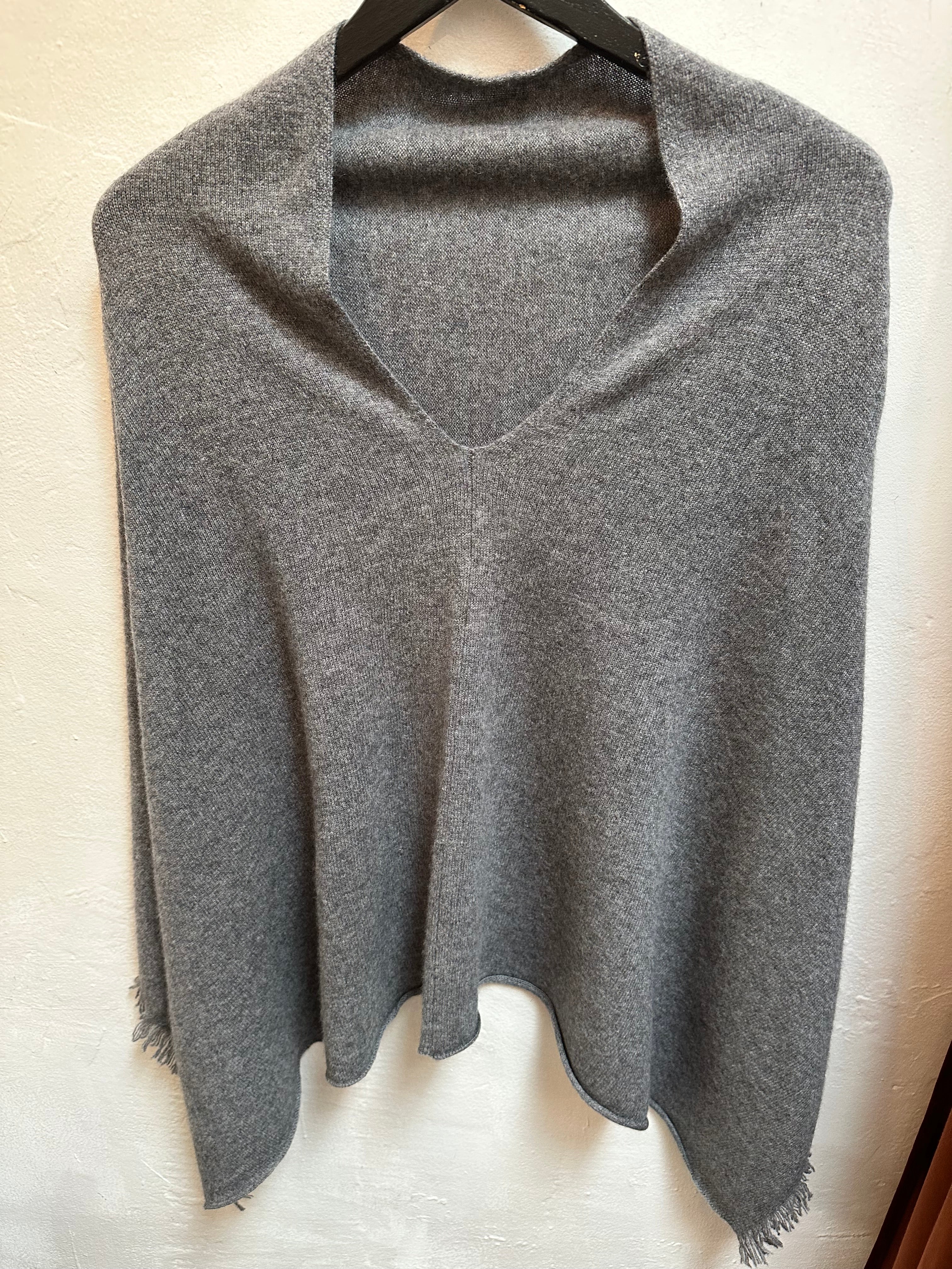 Medium Grey Cashmere Poncho