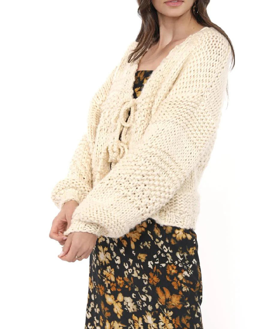 Ivory Tie Front Cardigan
