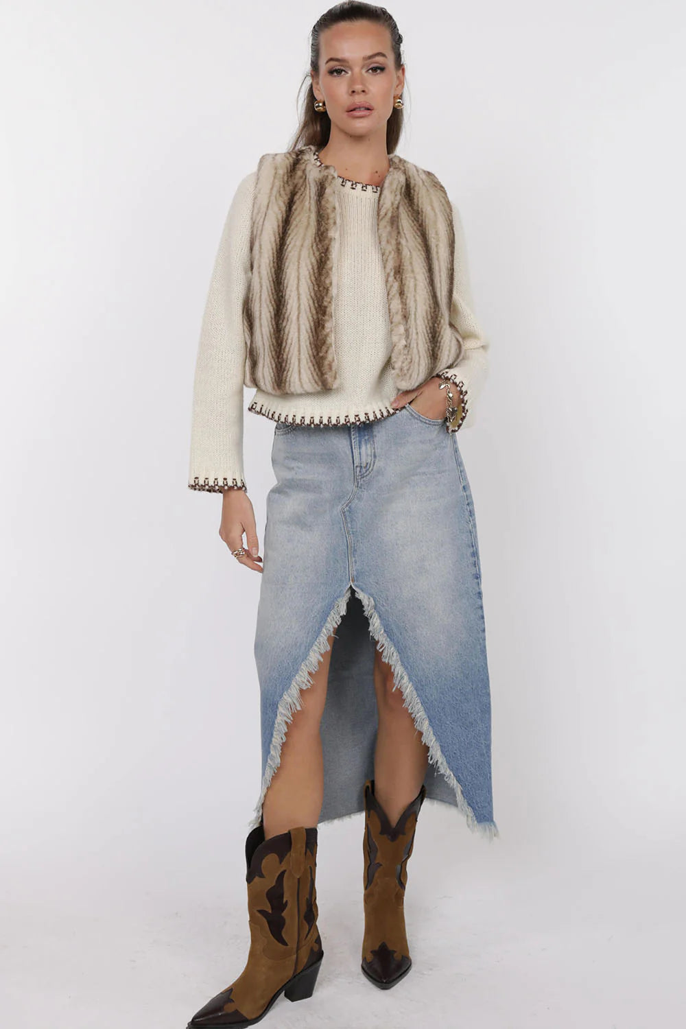 Ivory Demi Cropped Vest