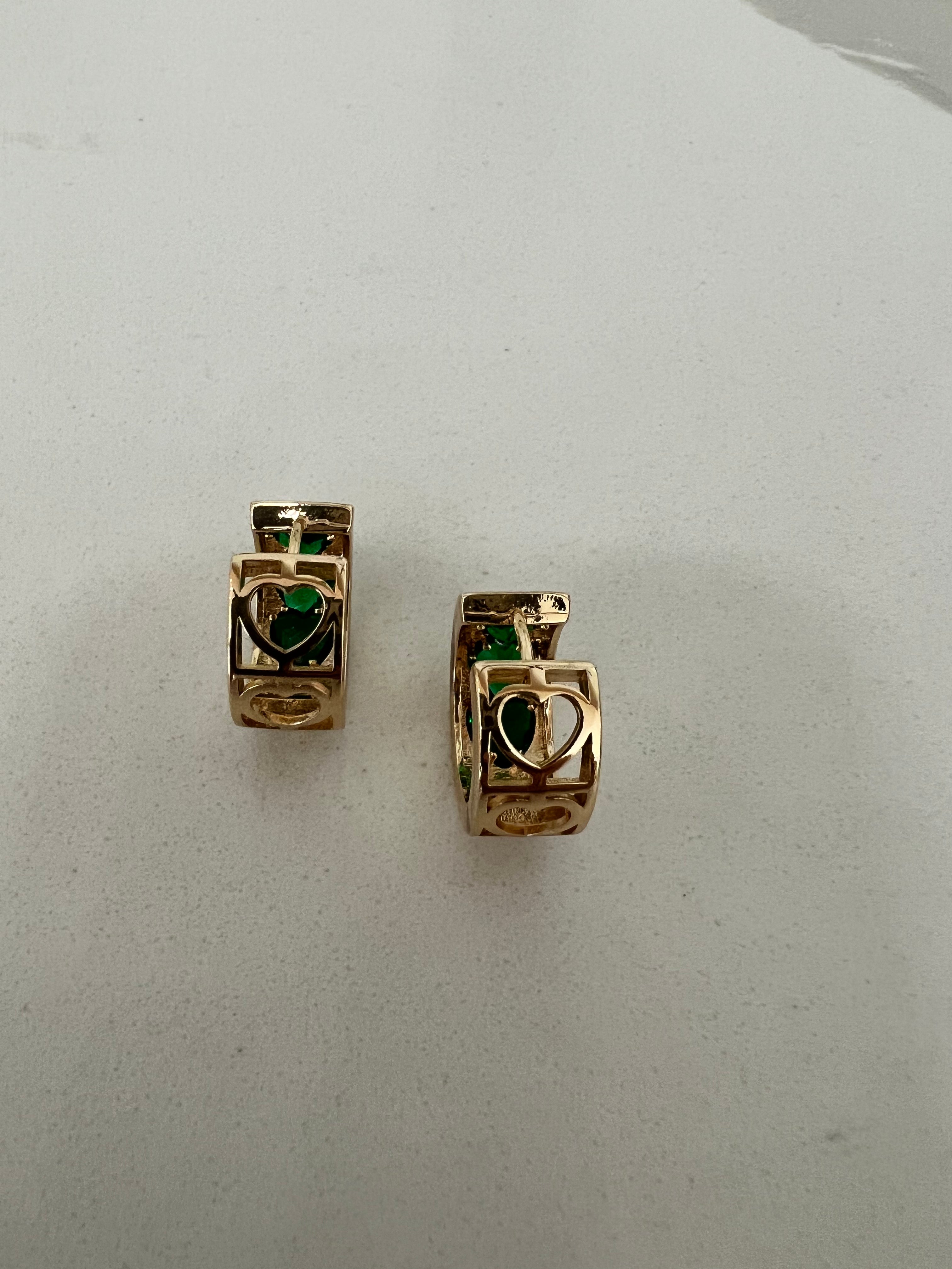 Emerald Heart Hoops