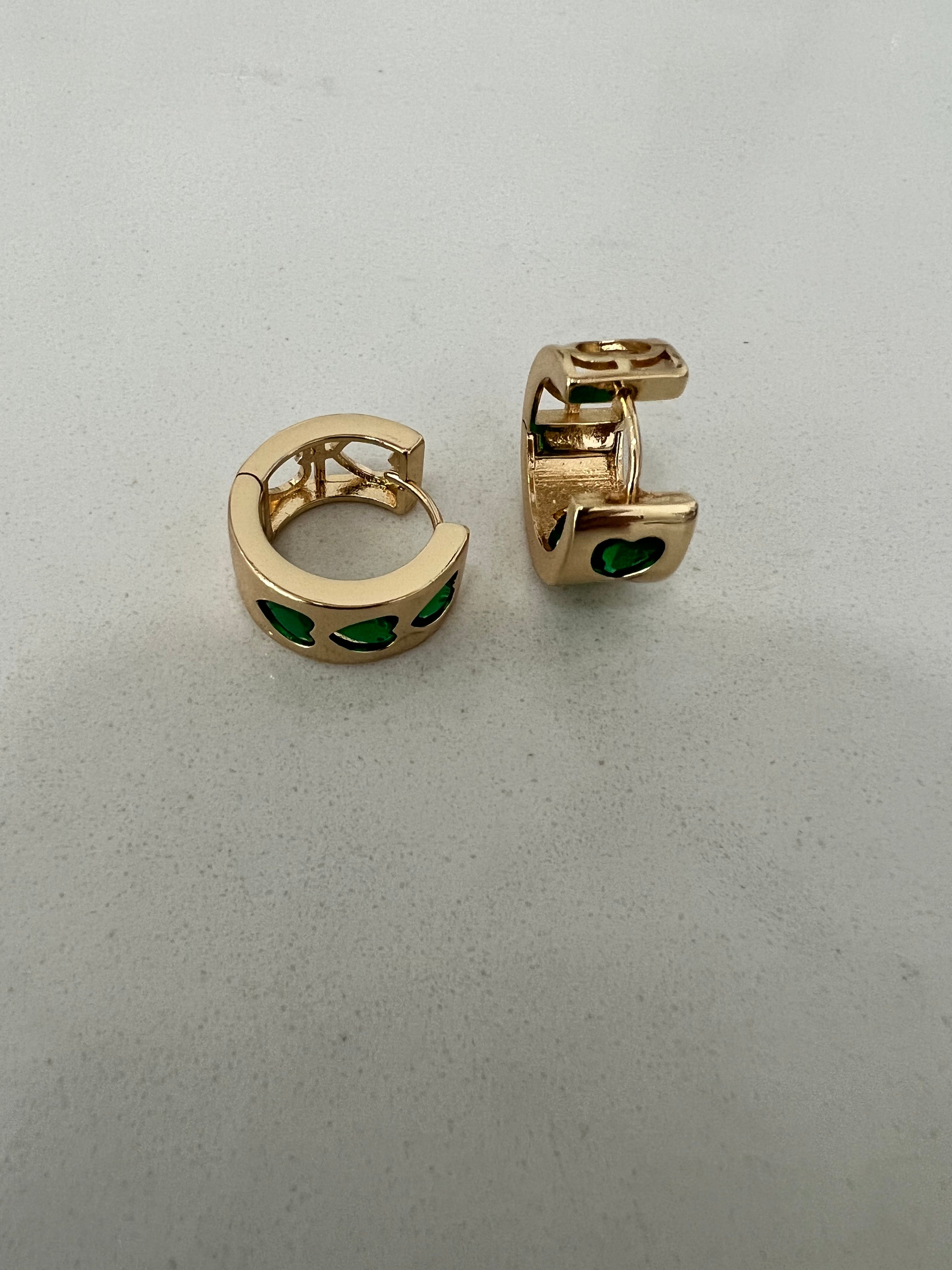 Emerald Heart Hoops
