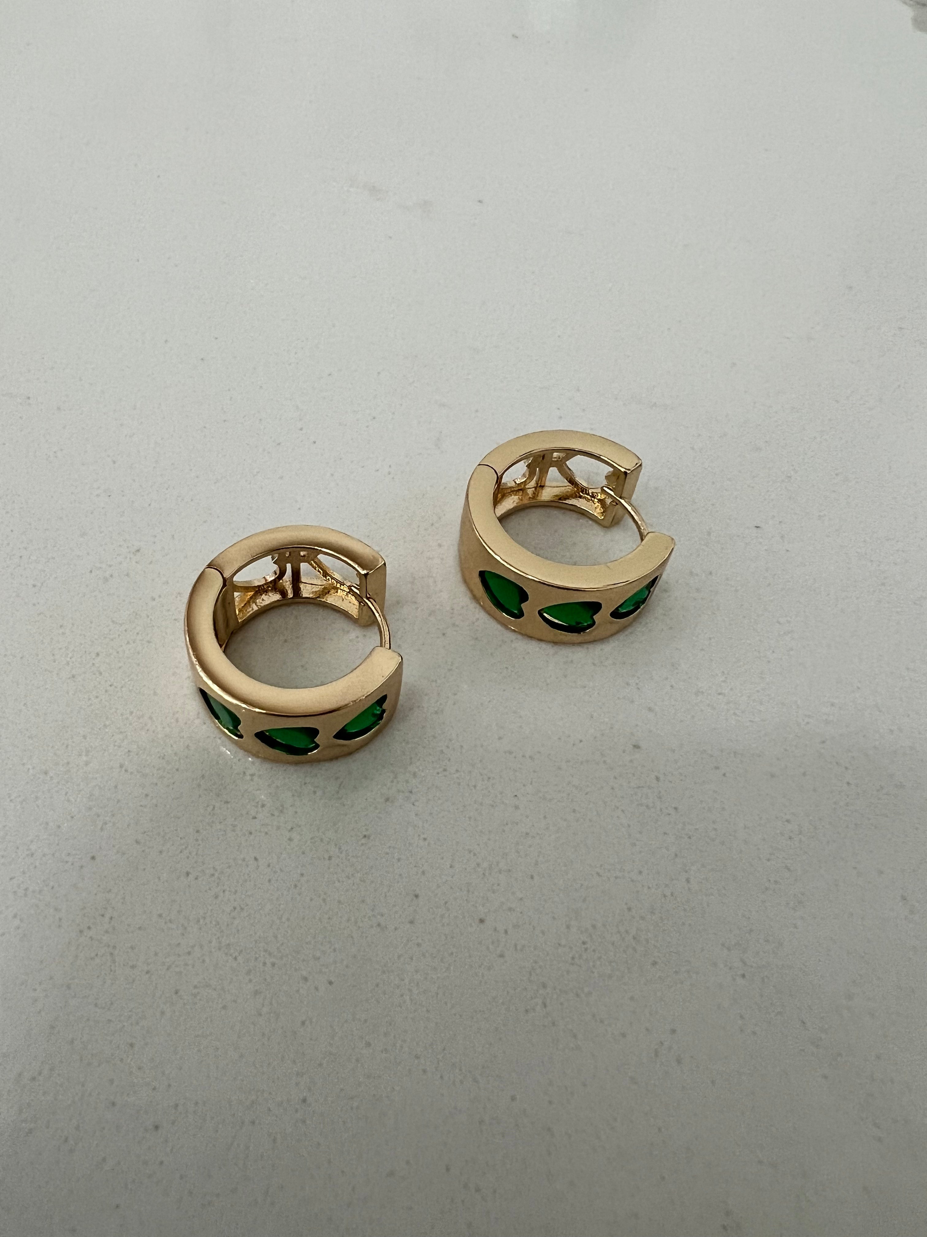 Emerald Heart Hoops