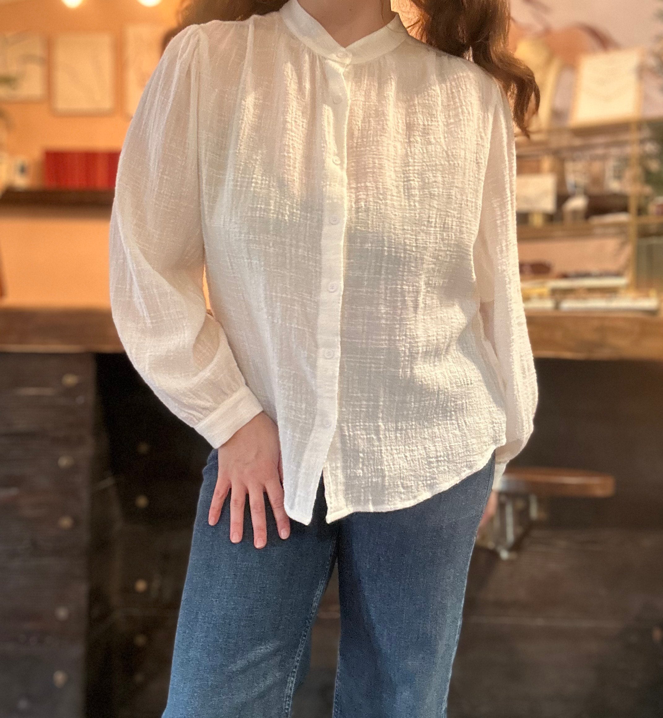White Poplin Top