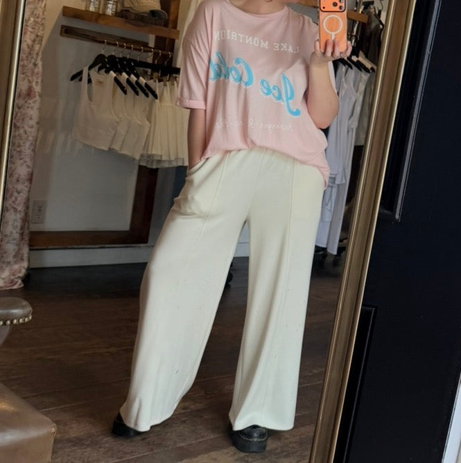 Cream Wide Leg Sweats