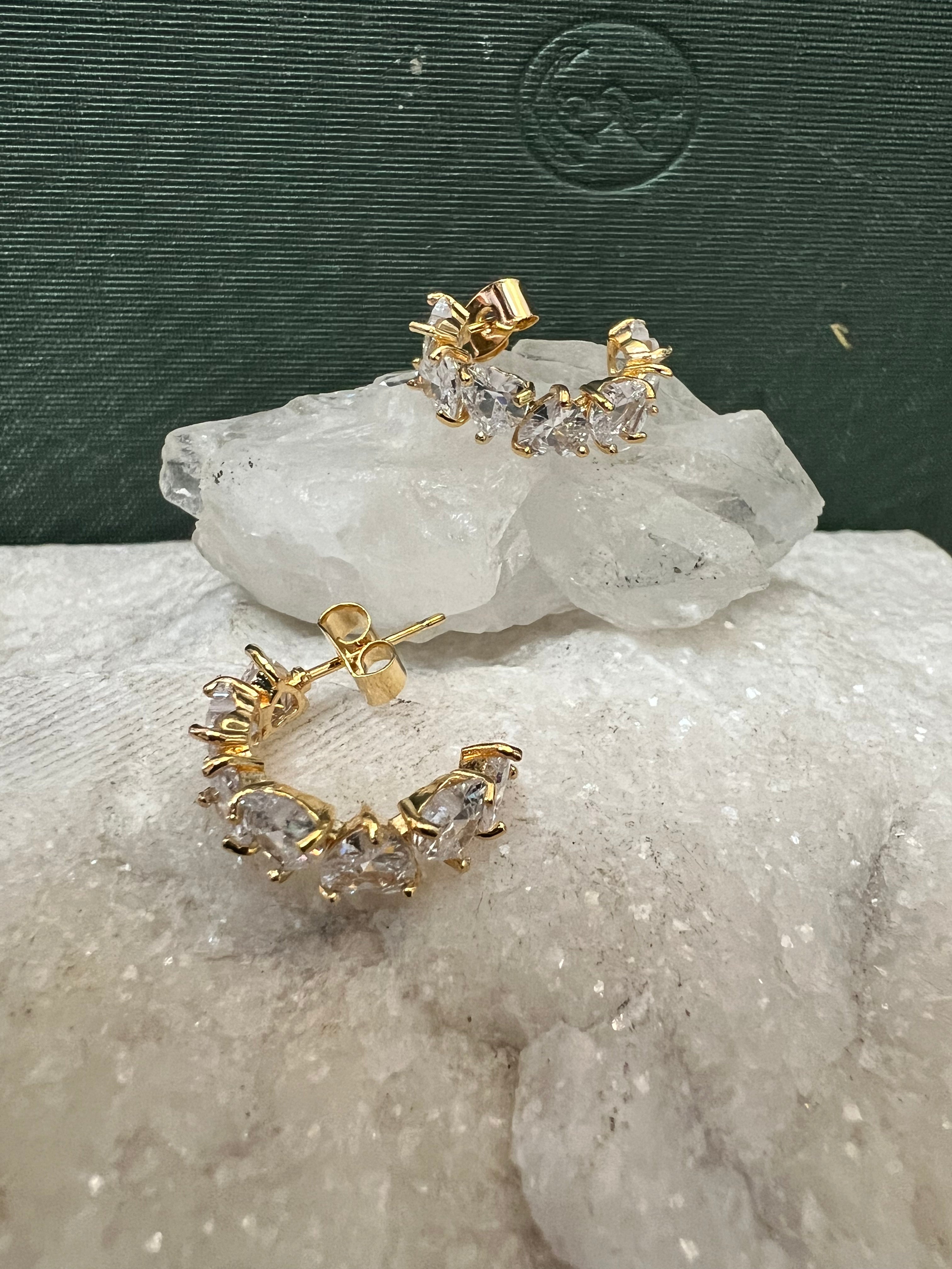 Diamond Heart Hoops