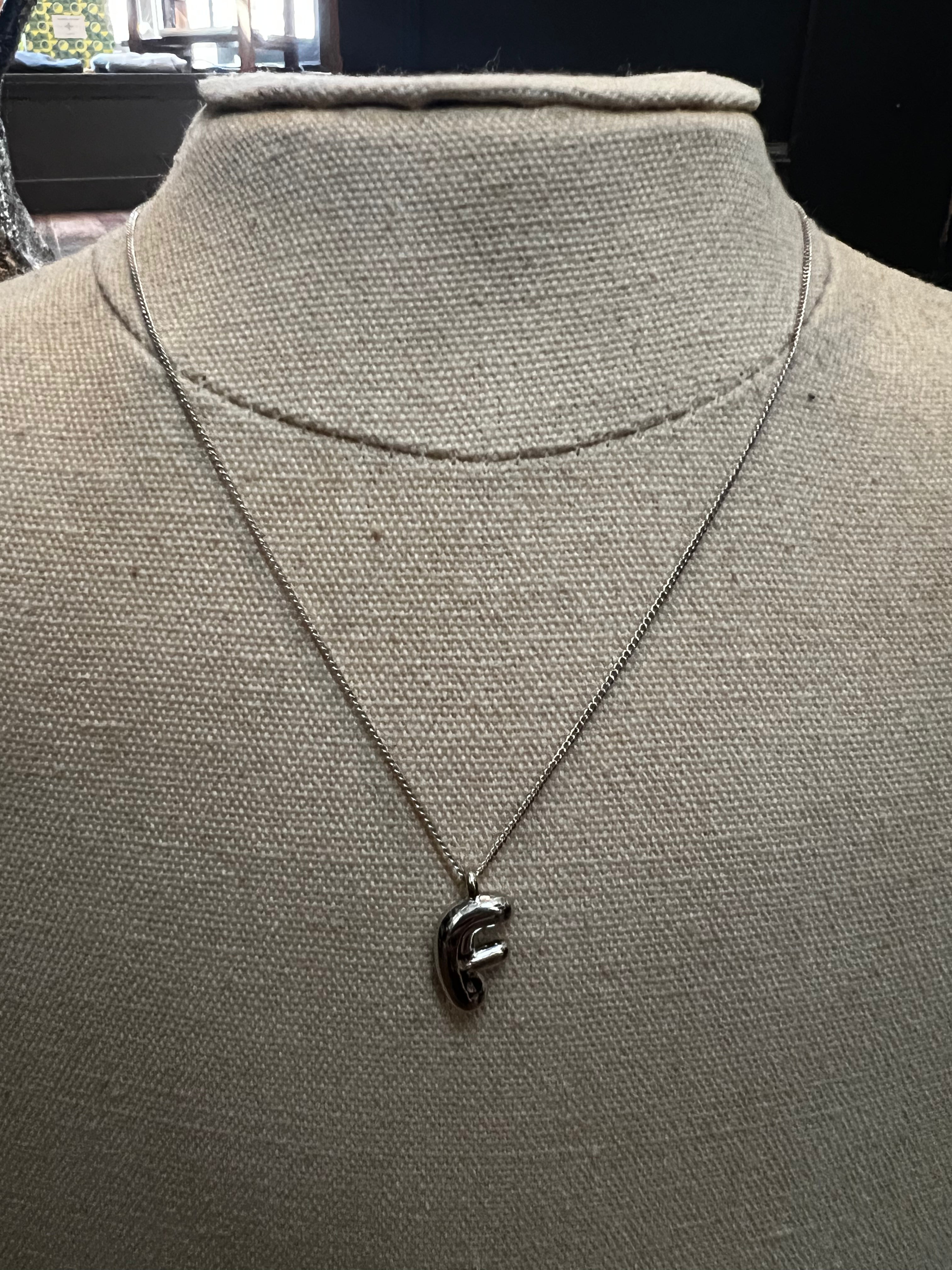 Silver Fine Chain Letter Necklace