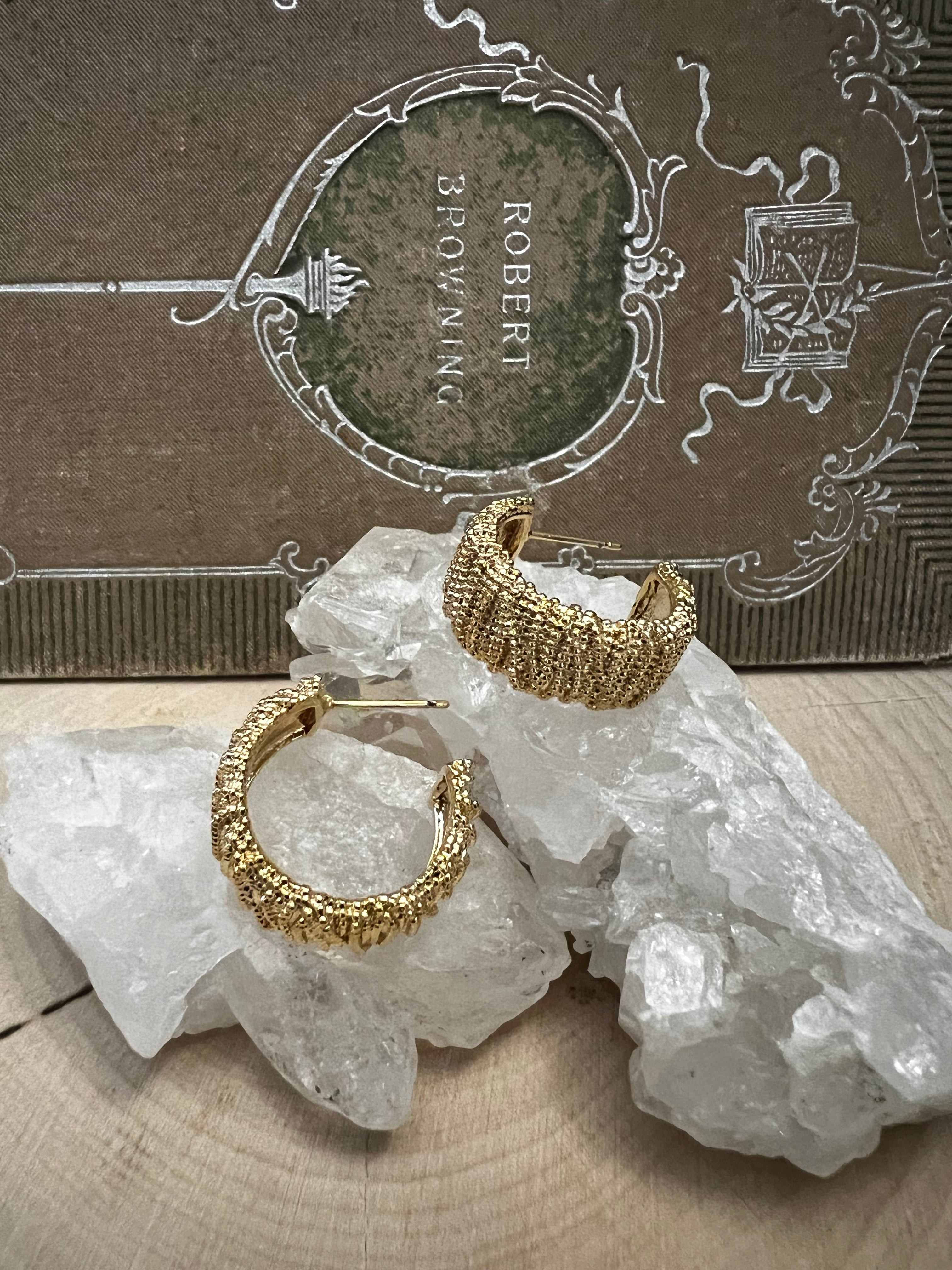 Gold Ruched Hoops